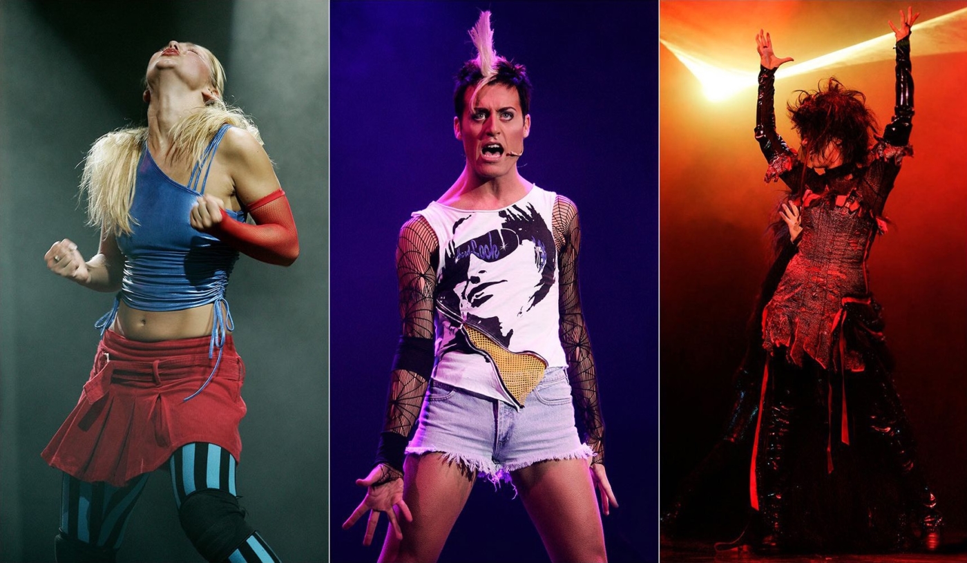 3 unterschiedliche wilde Tanzportraits in farbigem Licht